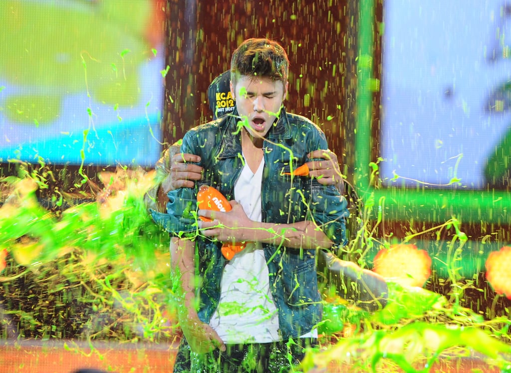 Justin proved he's not too cool for school when he got slimed at the Kids' Choice Awards in 2012.