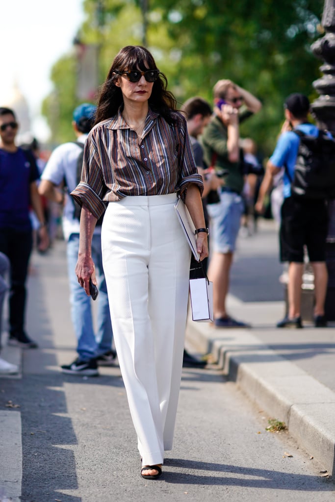Remix your wardrobe basics with a high-waisted pant and a striped ...