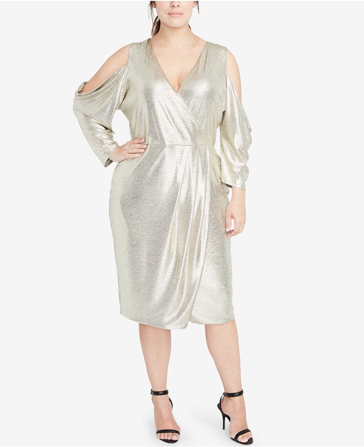 Rachel Roy Metallic Faux-Wrap Dress