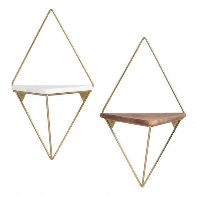 Gold Metal Diamond Wall Shelf