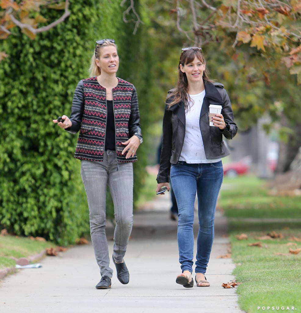 Jennifer Garner had a smiley stroll with a girlfriend in LA on Friday.