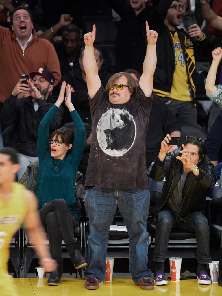 Jack Black showed unstoppable energy while watching the LA Lakers in January 2016.