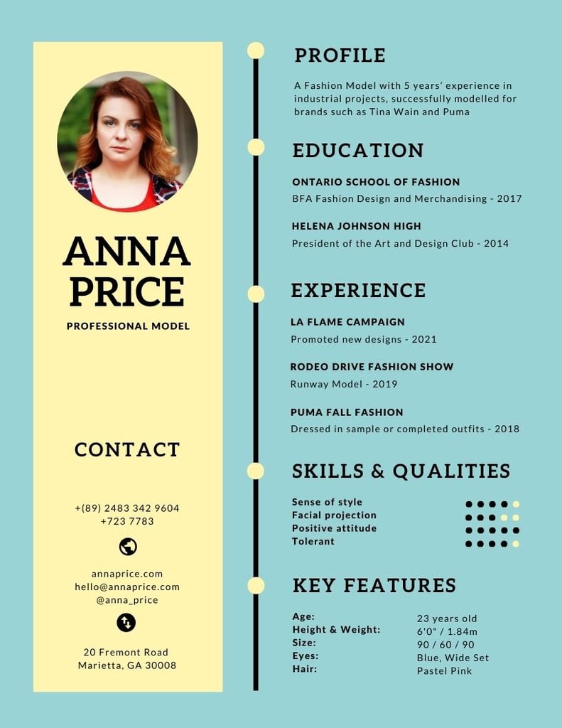 Blue Retro Graphic Simple Infographic Résumé