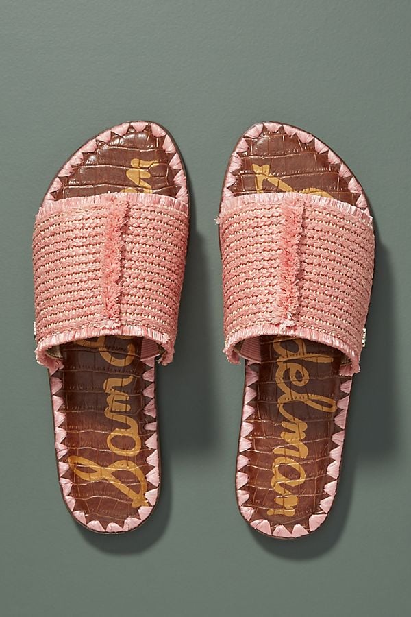 Sam Edelman Ribbed Raffia Slide Sandals