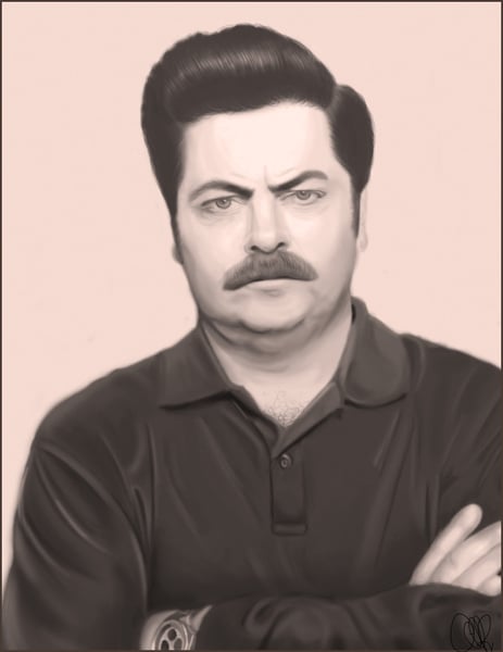 This Ron Swanson art print ($18) has pink in it . . . totally appropriate for Valentine's Day, right?