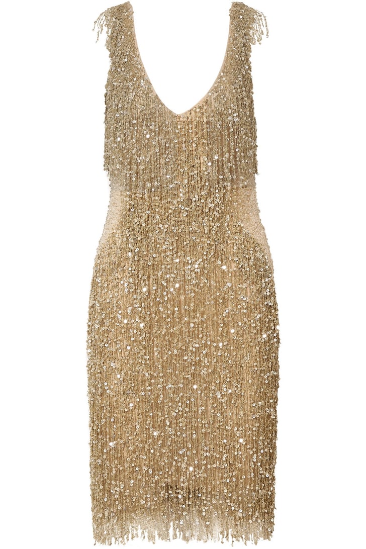 Naeem Khan Embellished Chiffon Dress | Rihanna's Gold Minidress Fenty ...