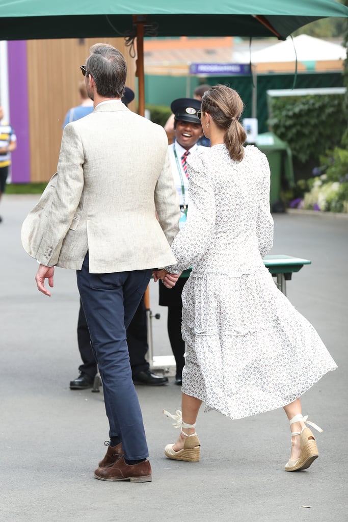 Pippa Middleton White Printed Dress at Wimbledon July 2018