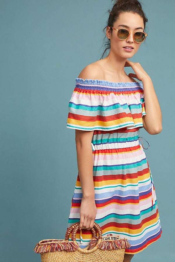 Anthropologie Striped Off-the-Shoulder Dress