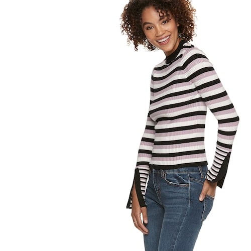 POPSUGAR Ribbed Slit-Sleeve Sweater