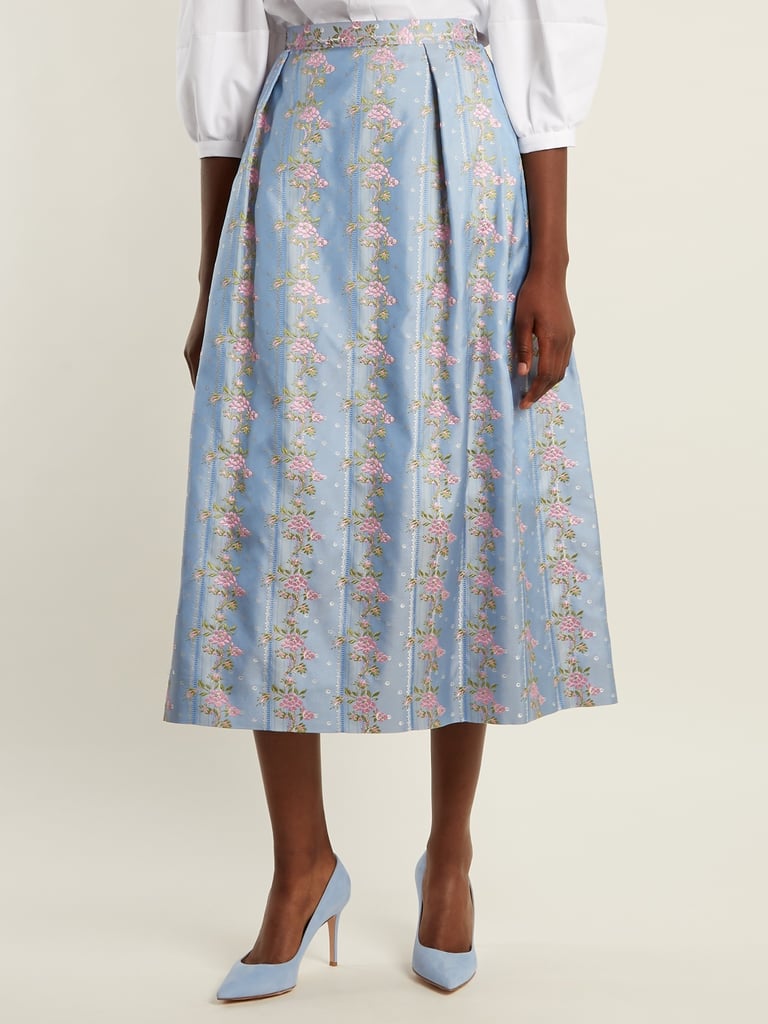 The Vampire's Wife Origami Floral-Embroidered Silk-Jacquard Skirt