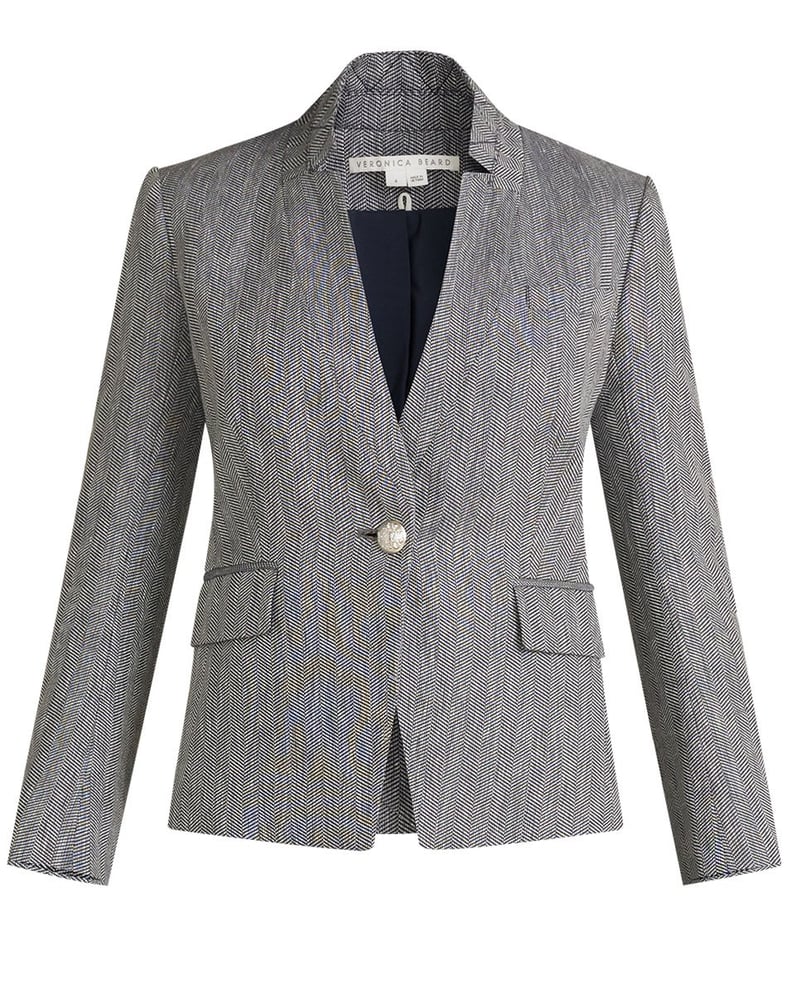 The Veronica Beard Herringbone Dickey Jacket Is Available in Blue/White