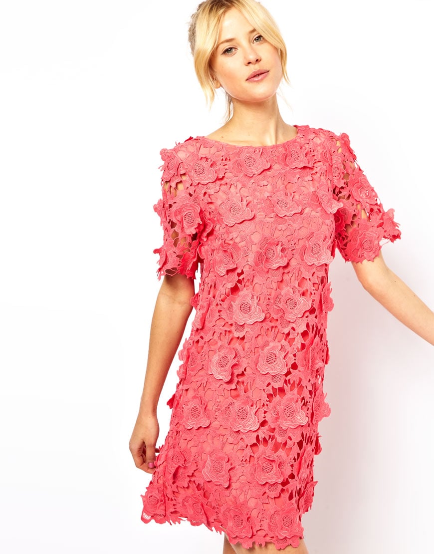 Asos Pink Shift Dress With 3d Flowers 128 Originally 226