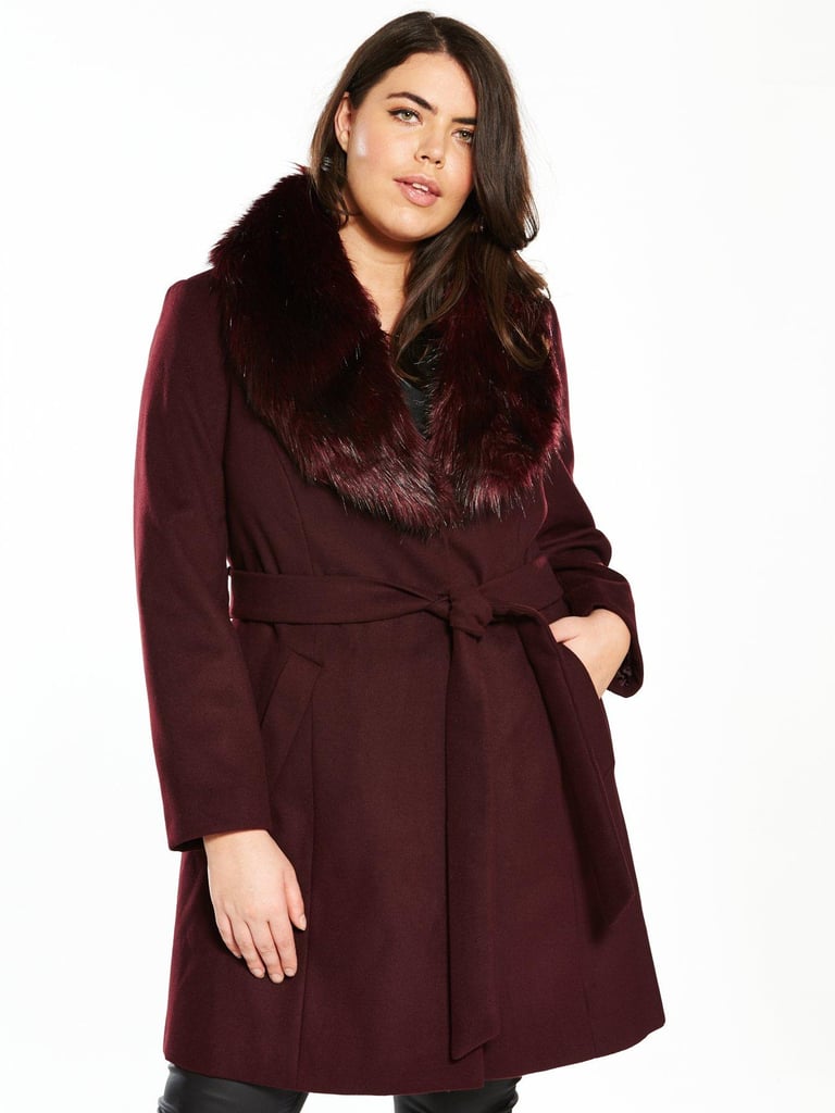 V By Very Curve Faux Fur Collar Wrap Coat Coat Trends Autumn 2018 Popsugar Fashion Uk Photo 5 