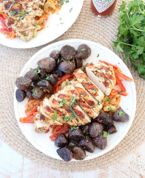 Grilled Cajun Chicken with Bell Pepper Cajun Slaw