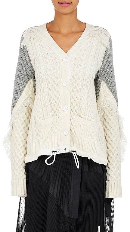 Sacai Cable-Knit Wool Swing Cardigan