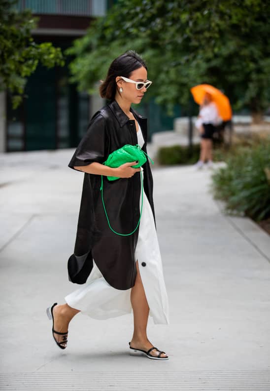 The Bottega Veneta snake-effect leather sandals every style girl owns