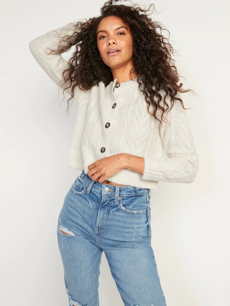 Old Navy Cropped Cable-Knit Cardigan Sweater
