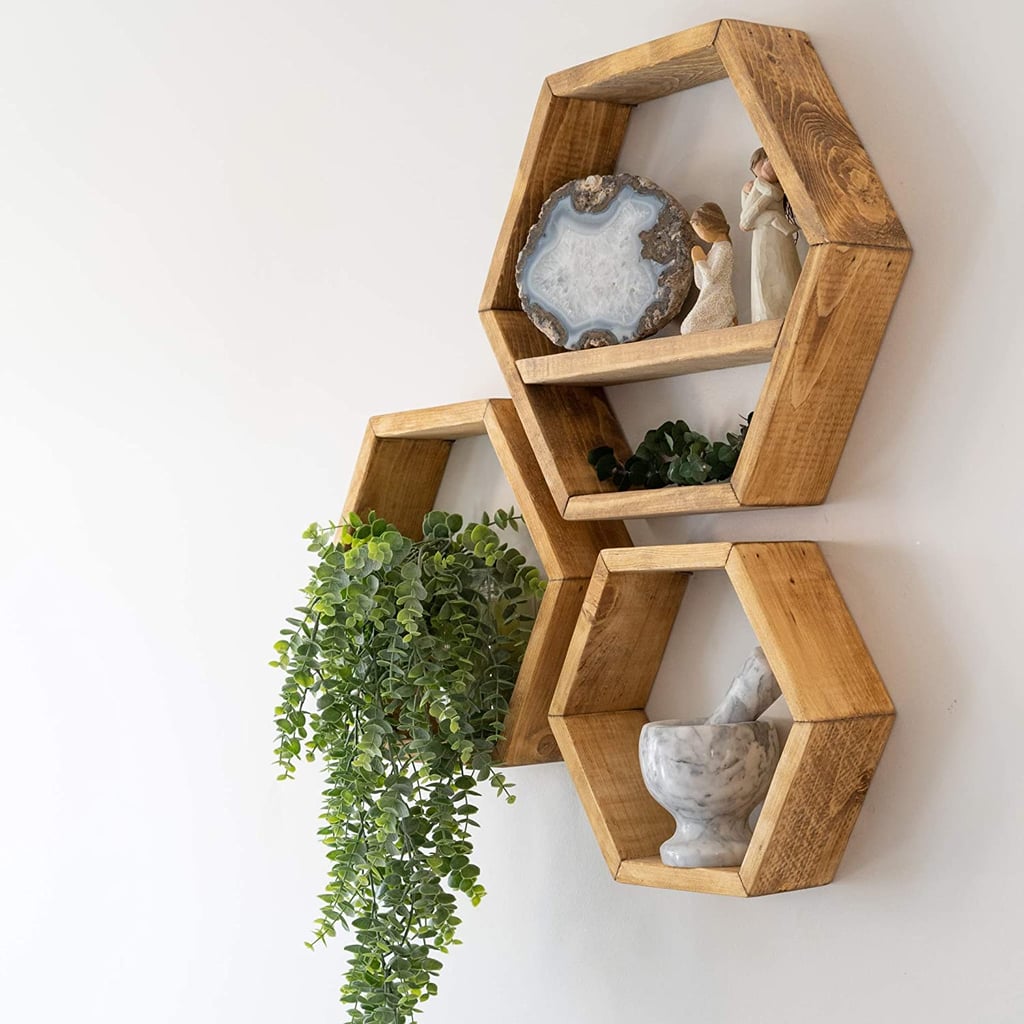 Farmhouse Chic Wall Hexagon Floating Shelves – Set of 3