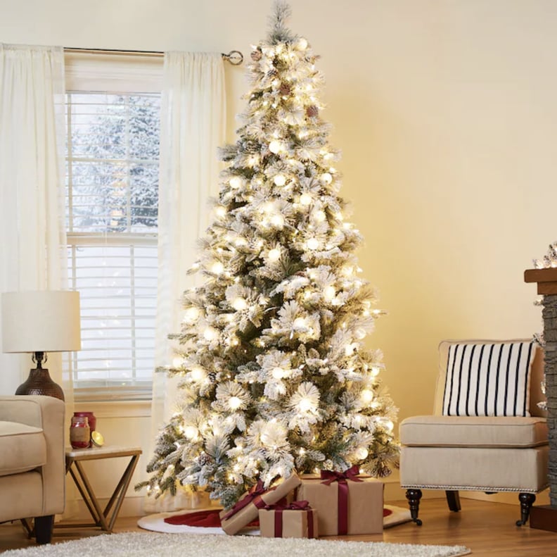 A Frosted Tree: Candlewood Pine Pre-Lit Traditional Flocked Artificial Christmas Tree