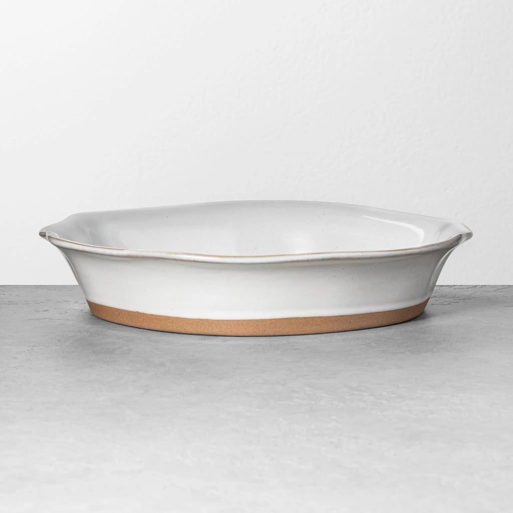 Large Glazed Pie Dish in Gray