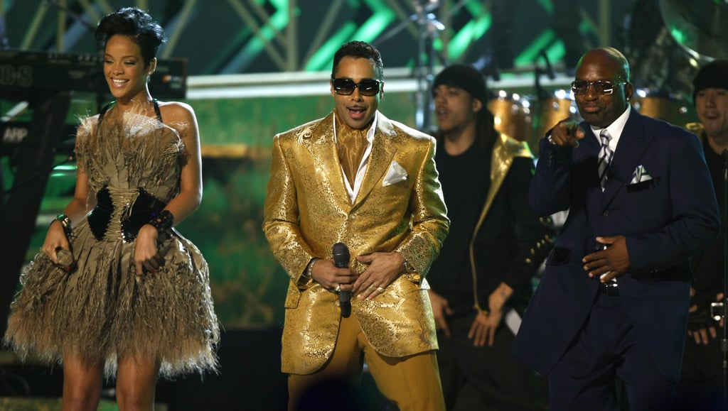 Rihanna made her Grammys stage debut alongside The Time.
