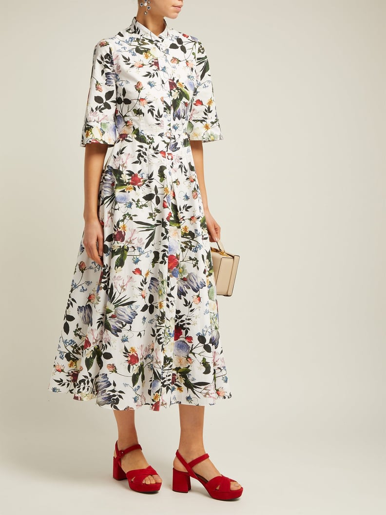 Kaiya Edith-Print Cotton-Poplin Midi Dress