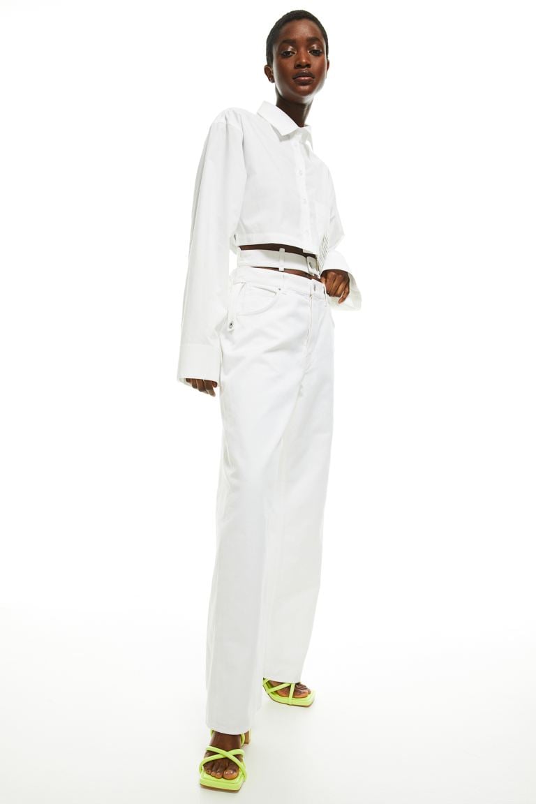 H&M Wide High Waist Jeans and Cotton Crop Shirt