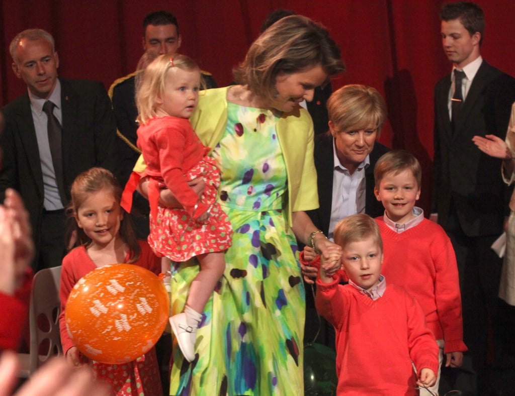 Queen Mathilde of Belgium With Princesses Elisabeth and Eléonore, and Princes Emmanuel and Gabriel