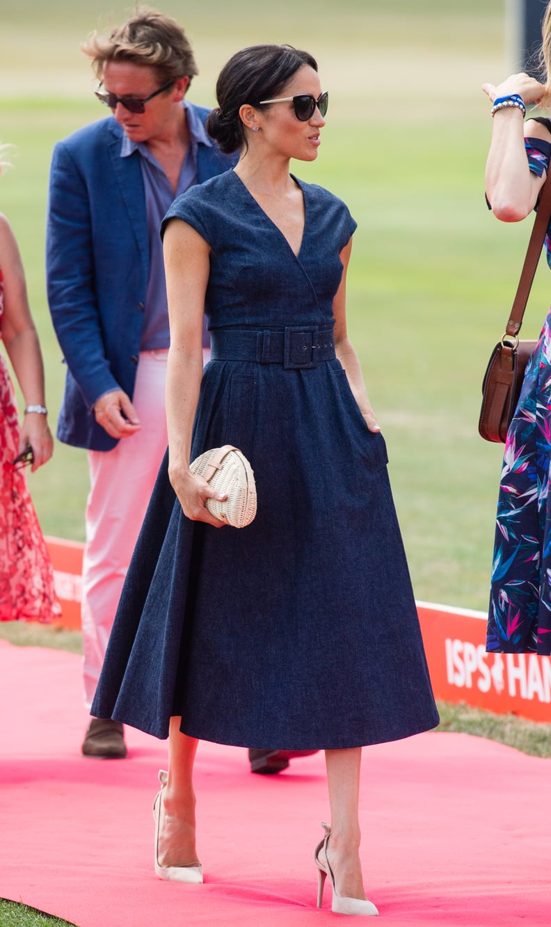 Meghan Markle Wearing a J.Crew Clutch at the Sentebale Polo Cup in 2018