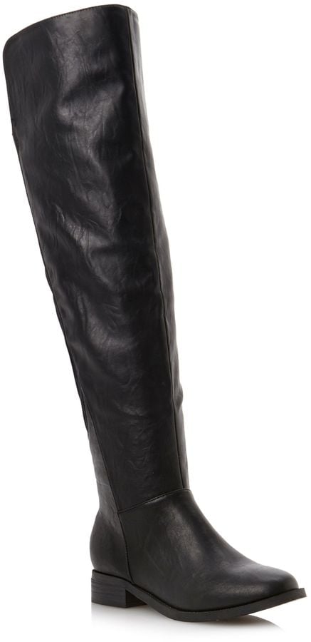 black leather over the knee boots uk