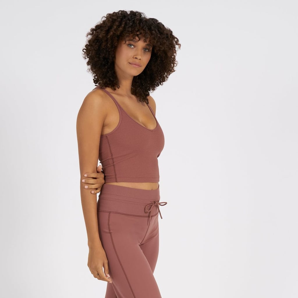 A Comfy Tank: Vuori Rib Crop Tank in Dark Cherry