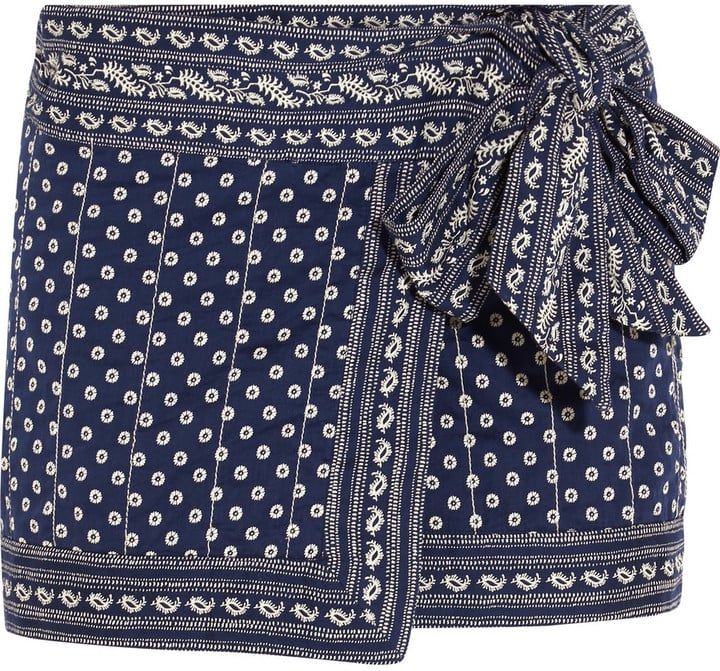 Etoile Isabel Marant Lyne Wrap-Effect Printed Cotton Mini Skirt ($220)