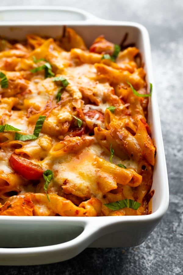 Chicken Caprese Pasta Bake