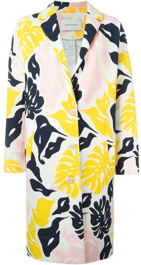 Cédric Charlier floral print midi coat ($1,480) | Chrissy Teigen Crop ...