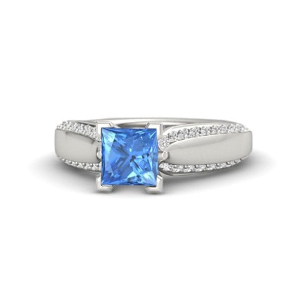 Princess-Cut Blue Topaz Ring