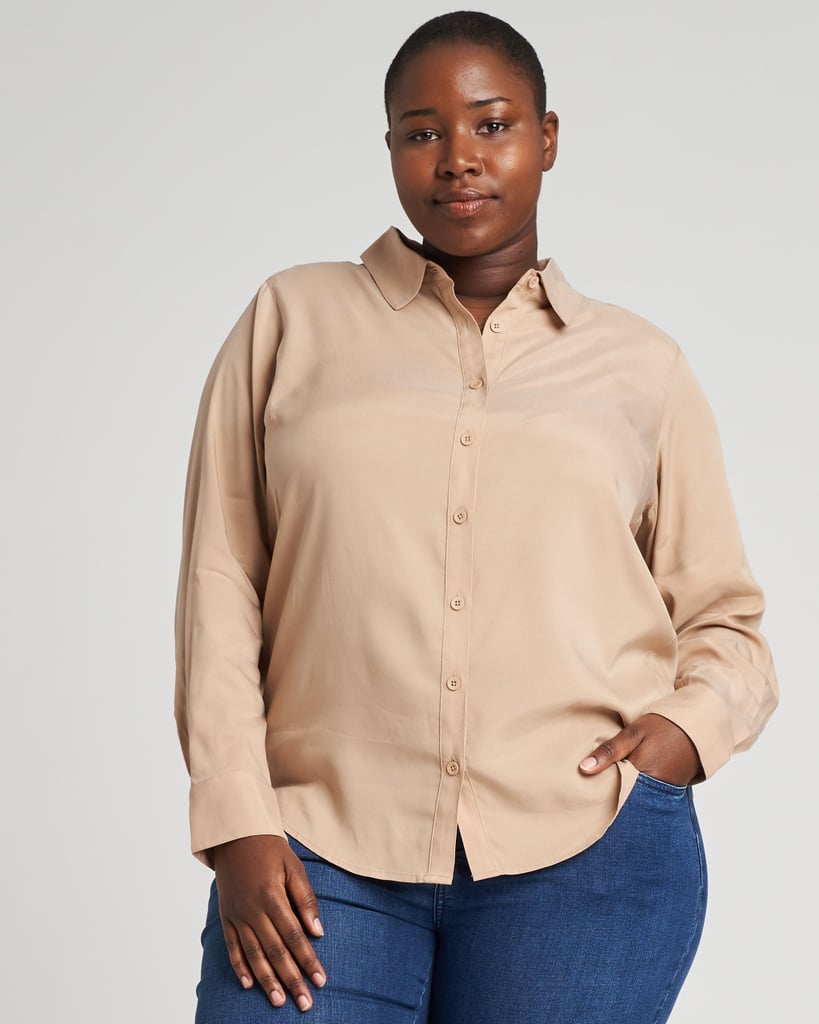 Universal Standard Kennedy Cupro Shirt in Camel