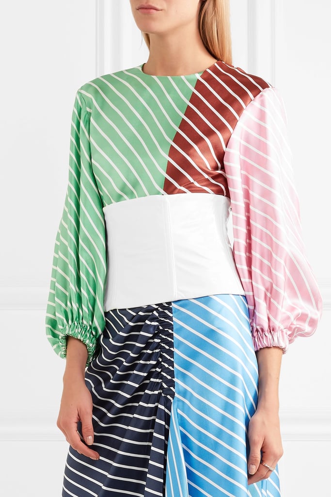Tibi Vinyl and Stretch-Mesh Corset
