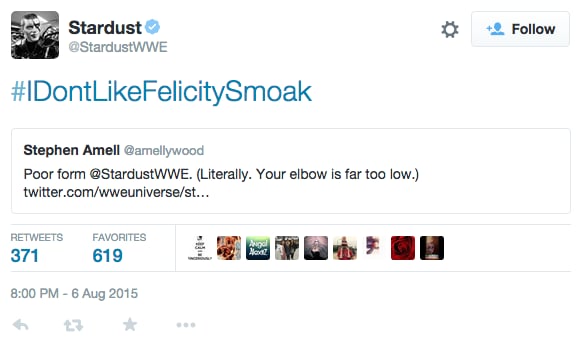 Stardust shot back with a dig at Amell's onscreen love interest on Arrow.