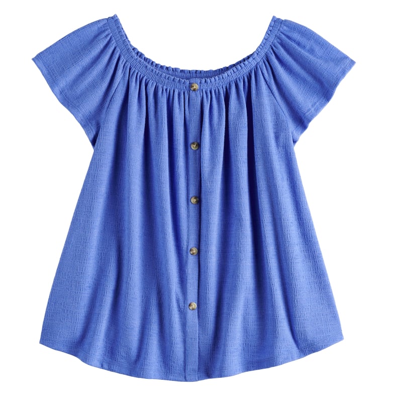 POPSUGAR Off-the-Shoulder Button Front Top