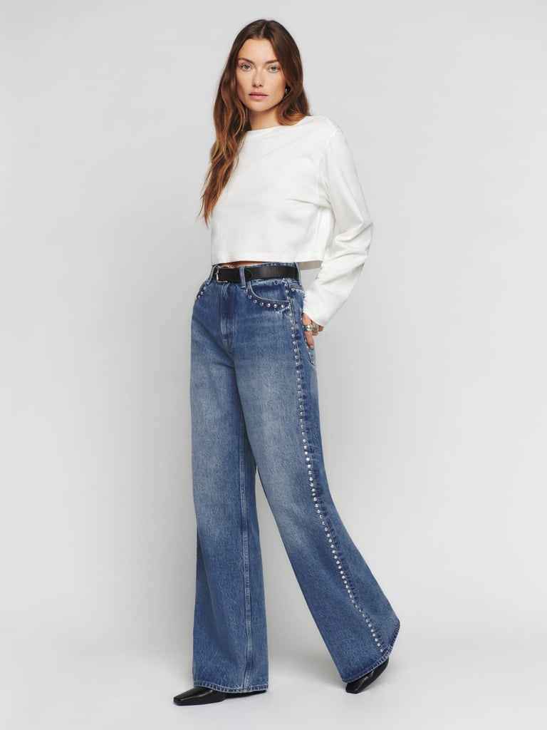 Pooling Wide Leg: Reformation Cary High Rise Slouchy Jeans