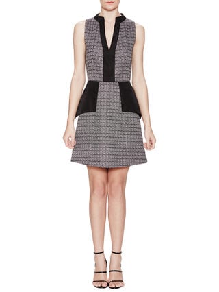 Karolina Zmarlak Tweed Peplum Fit & Flare Dress