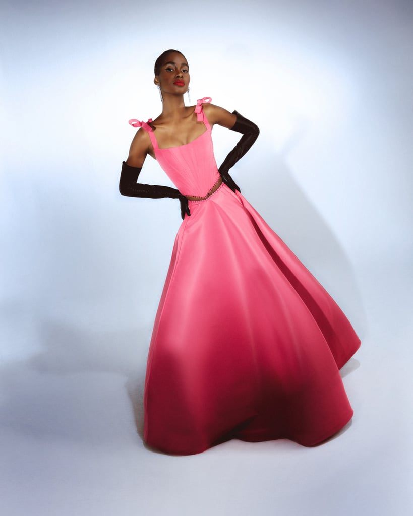 PS: Prabal focuses on the symbol of the rose in this new collection. What does the rose mean to you, and how have you visualized the rose in your own fashion sphere before?
ALOK: Prabal writes about encountering roses at the local bodega and remembering what matters and how precious New York City is. Roses are timeless and familiar, and their ubiquity helps us return to ourselves. I think we need that right now: comfort.
PS: Which is your favorite look from Prabal's new pre-fall/fall 2021 collection and why does it speak to you?
ALOK: The final pink corset gown for sure! It's so princess and so New York. It speaks to the regality of the every day. I just imagine wearing it on the subway. One big, bold flower. A gift to the whole city, and the world.