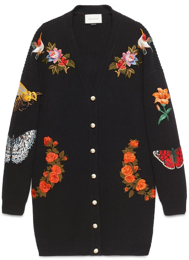 Gucci Oversize Embroidered Wool Cardigan
