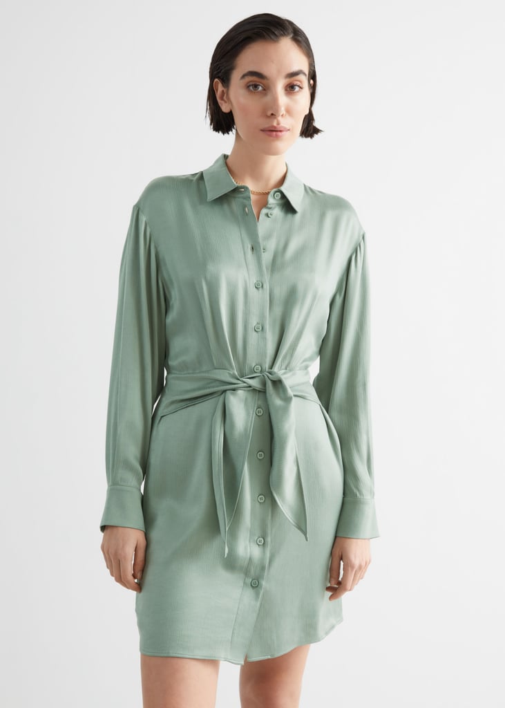 & Other Stories Oversized Belted Mini Shirt Dress