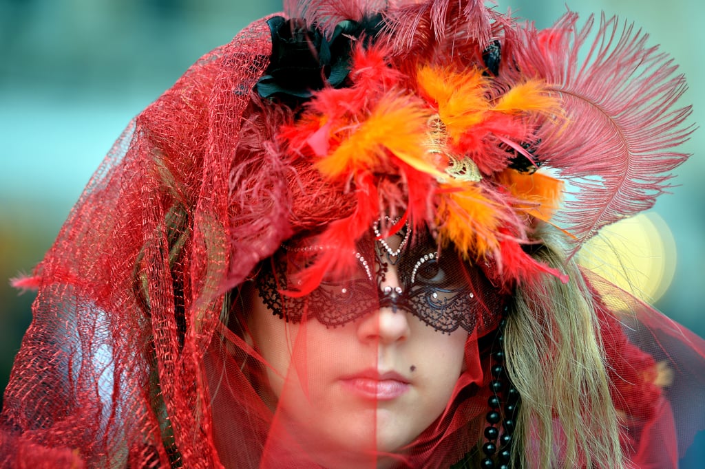 A woman sported a mask for the Carnevale di Venezia spectacle, which dates back to 1162.