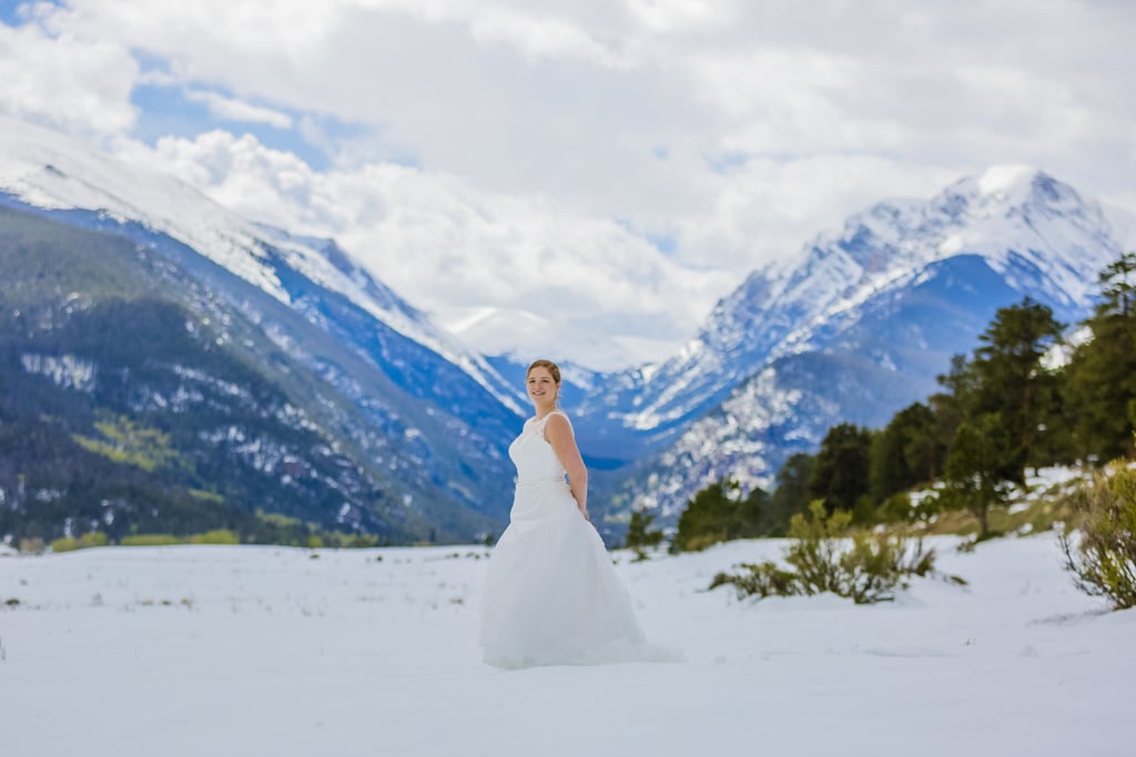 Your dress will pair beautifully with the Winter background.