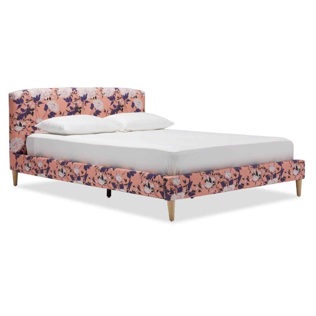 Vintage Floral Upholstered Platform Bed