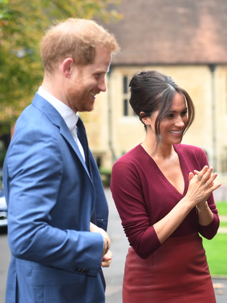 Meghan Markle's Hugo Boss Burgundy Leather Skirt