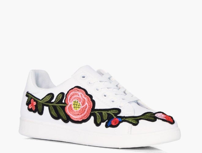Boohoo Charlotte Floral Embroidered Trainer