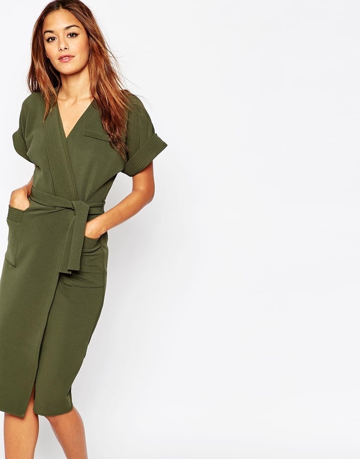 ASOS Pencil Dress in Multi Stitch With Obi Wrap ($81)